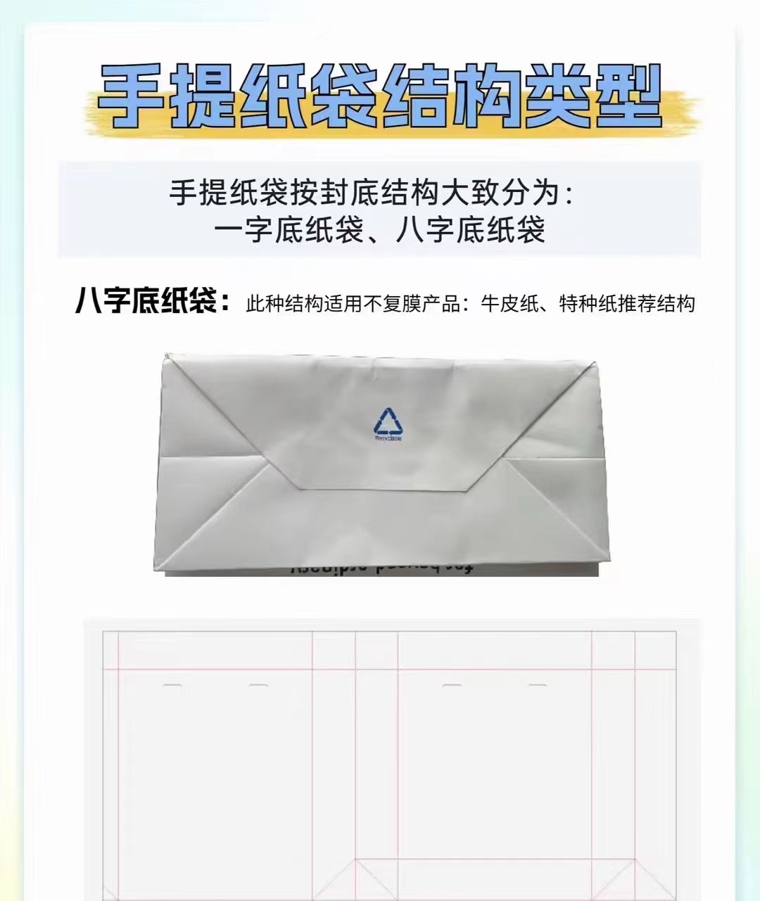 手提纸袋结构类型：八字底纸袋